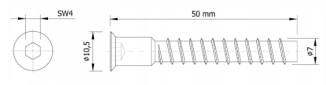 Konfirmat meblowy 7 × 50 mm – uniwersalny wkręt do połączeń płyt. - 3