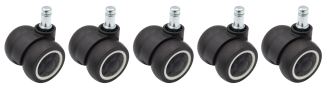 Kółko meblowe gumowane Ø 50 mm z trzpieniem montażowym 11 × 22 mm, obrotowe czarno-białe. - 6