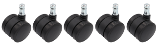Kółko meblowe gumowane Ø 50 mm z trzpieniem montażowym 11 × 22 mm, obrotowe czarne. - 6