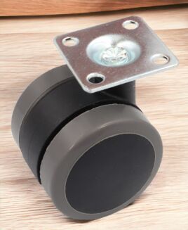 Kółko meblowe gumowane Ø 50 mm z płytką montażową 38 × 38 mm, obrotowe. - 3