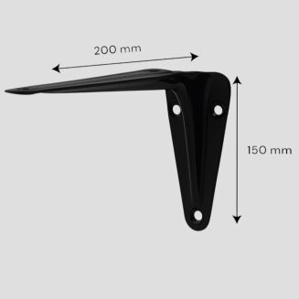 Wspornik stalowy do półek LOFT 150 × 200 mm – czarny. - 4