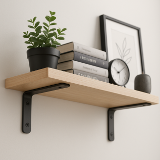 Zestaw 4× wsporników półki LOFT L150 × 100 × 38 mm – czarny mat + zestaw montażowy. - 4