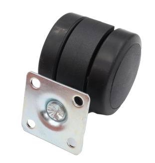 Kółko meblowe gumowane obrotowe Ø 50 mm z płytką montażową 38 × 38 mm, czarne. - 3