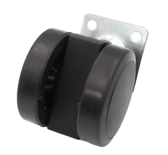Kółko meblowe gumowane obrotowe Ø 50 mm z płytką montażową 38 × 38 mm, czarne. - 4