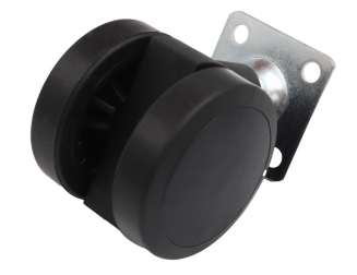 Kółko meblowe gumowane obrotowe Ø 50 mm z płytką montażową 38 × 38 mm, czarne. - 5