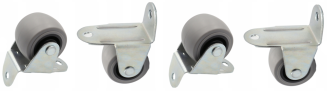 Rolka meblowa sztywna odgięta H33 mm gumowana, szara z płytką 44 × 27 mm. - 2