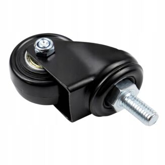 Kółko meblowe obrotowe Ø 40 mm — gumowane, czarne, trzpień gwintowany M8 × 15 mm. - 3