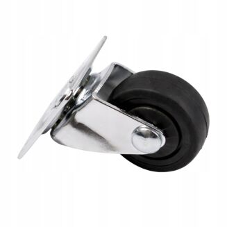 Kółko meblowe obrotowe Ø30 mm gumowe, chromowana podstawa 33 x 33 mm. - 2