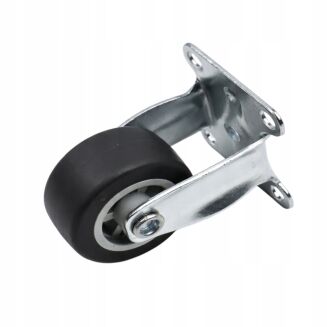 Rolka meblowa stała Ø 40 mm — gumowana, ocynkowana, z płytką 38 × 46 mm. - 2