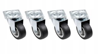 Kółko meblowe obrotowe Ø50 mm gumowane z podstawą 42 x 42 mm, ocynk. - 4